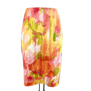 Jones New York Skirt size 10 Pink Orange Straight Pencil Knee Stretch Church